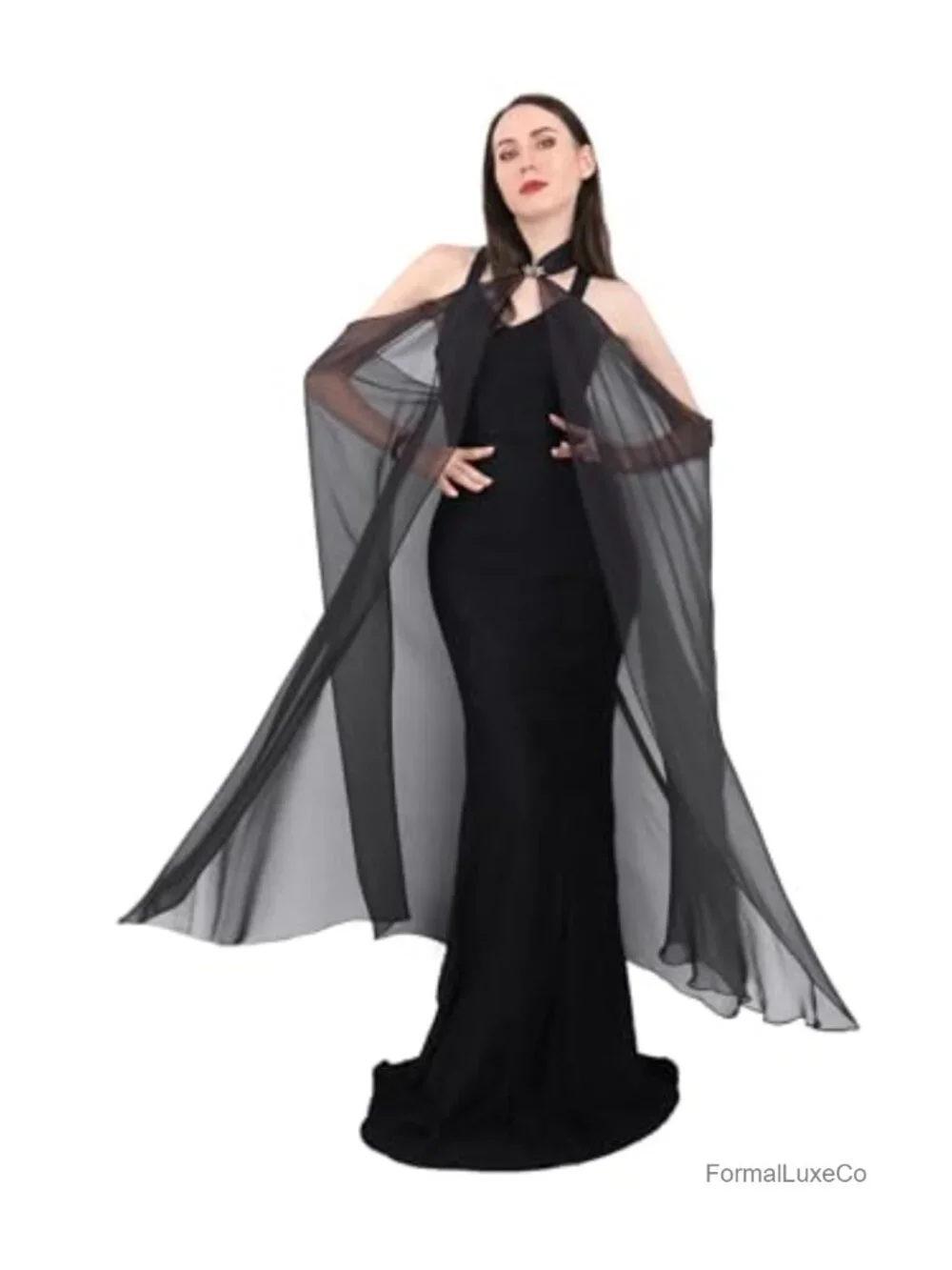 Women's Chiffon Sheer Cape Fairy Tulle Cloak Wedding Bridal Costume Shawl